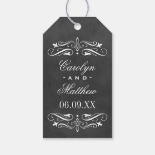 Vintage Chalkboard Flourish Monogram Wedding Favou Gift Tags