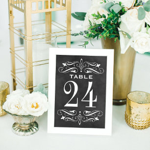 Vintage Chalkboard Flourish Wedding Table Number