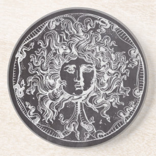 vintage chalkboard Greek mythology Gorgon medusa Coaster