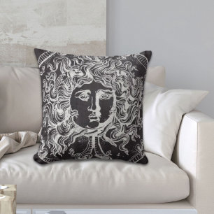 vintage chalkboard Greek mythology Gorgon medusa Cushion