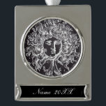 vintage chalkboard Greek mythology Gorgon medusa Silver Plated Banner Ornament<br><div class="desc">blackboard art medusa hair fashion accessories.
vintage chalkboard Greek mythology Gorgon medusa home decor and medusa gifts for greek mythology lovers.</div>