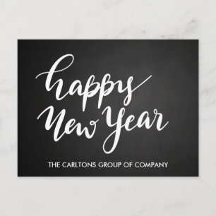 Vintage Chalkboard Happy New Year Script Corporate Holiday Postcard