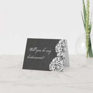 Vintage Chalkboard Hydrangeas Be My Bridesmaid Invitation