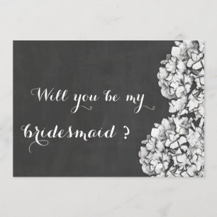 Vintage Chalkboard Hydrangeas Bridesmaid Invitation