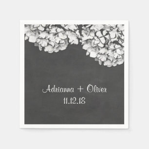 Vintage Chalkboard Hydrangeas Floral Wedding Napkin