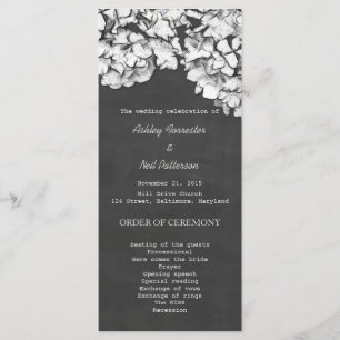 Vintage Chalkboard Hydrangeas Wedding Program Programme