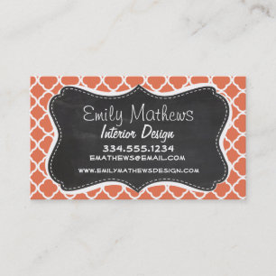 Vintage Chalkboard look; Burnt Sienna Quatrefoil Business Card