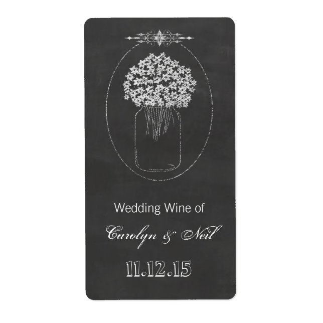 Vintage Chalkboard Mason Jar Wedding Wine (Front)