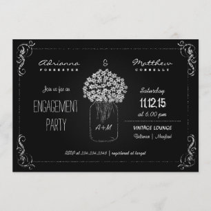 Vintage Chalkboard MasonJar Engagement Party Invitation