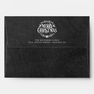 Vintage Chalkboard Merry Christmas Return Address Envelope