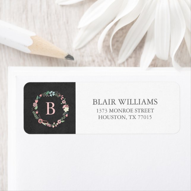 Vintage Chalkboard Monogram Floral Wreath (Insitu)