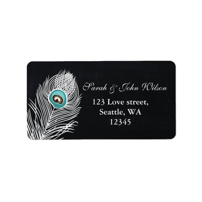 Vintage Chalkboard peacock address label (Front)