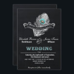 Vintage Chalkboard peacock wedding invite<br><div class="desc">Vintage Chalkboard peacock wedding invitations. Matching products also available.</div>