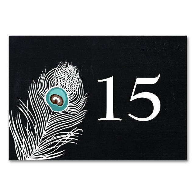 Vintage Chalkboard peacock wedding table numbers (Front)