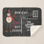 Vintage Chalkboard Postcard Old Fashion Snowman Sh Sherpa Blanket<br><div class="desc">🥇AN ORIGINAL COPYRIGHT ART DESIGN by Donna Siegrist ONLY AVAILABLE ON ZAZZLE! Sherpa Blanket. Featuring a Vintage Chalkboard Postcard Old Fashion Snowman design with DIY text. Bring instant colour and comfort into your living space with this decorative blanket during the holidays. ✔Note: Not all template areas need changed. 📌If you...</div>
