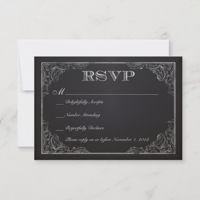Vintage Chalkboard RSVP Card (Front)