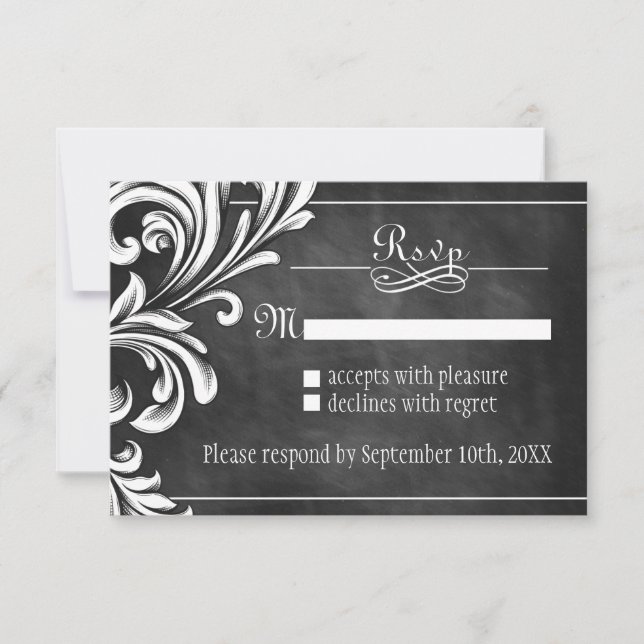 Vintage Chalkboard RSVP Cards (Front)