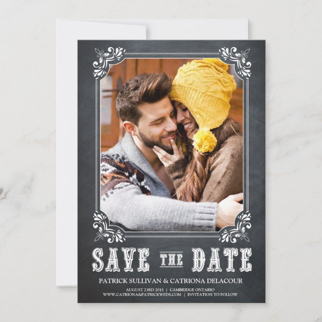 VINTAGE CHALKBOARD SAVE THE DATE ANNOUNCEMENT (Front)