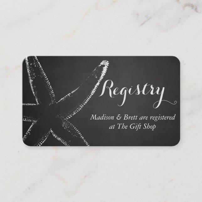 Vintage Chalkboard Starfish Nautical Wedding Enclosure Card (Front)