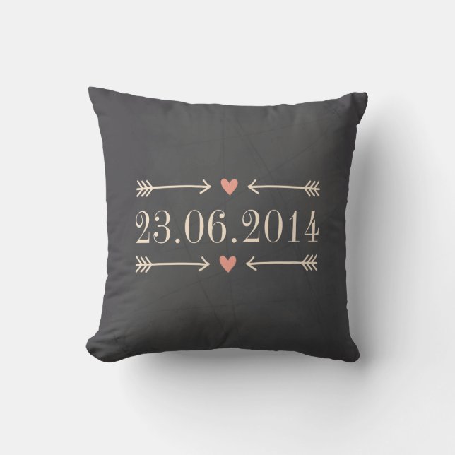 Vintage Chalkboard Style Wedding Day Design Cushion (Front)