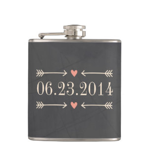 Vintage Chalkboard Style Wedding Day Design Hip Flask