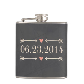 Vintage Chalkboard Style Wedding Day Design Hip Flask