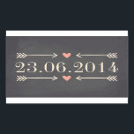 Vintage Chalkboard Style Wedding Day Design Rectangular Sticker<br><div class="desc">Stylish and elegant,  vintage chalkboard style design. The day of your wedding,  framed by cute arrows and pink hearts. You could put your names instead of the date,  too. Other colours and more matching products available in my store.                                        Copyright©Iveta Angelova,  All Rights Reserved</div>