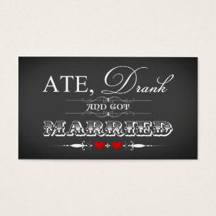 Vintage Chalkboard Style Wedding Favour Tag - Red