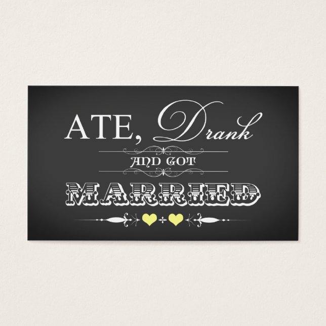 Vintage Chalkboard Style Wedding Favour Tag Yellow (Front)