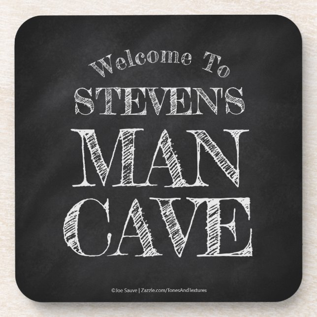 Vintage Chalkboard Texture Custom Man Cave Coaster (Front)