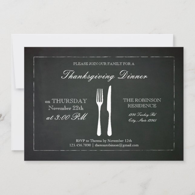 Vintage Chalkboard Thanksgiving Invitation (Front)