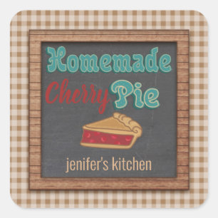 Vintage chalkboard typography homemade cherry pie square sticker