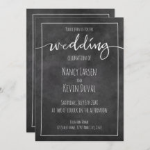 Vintage chalkboard typography wedding invitations