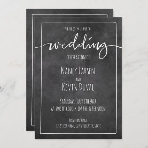 Vintage chalkboard typography wedding invitations