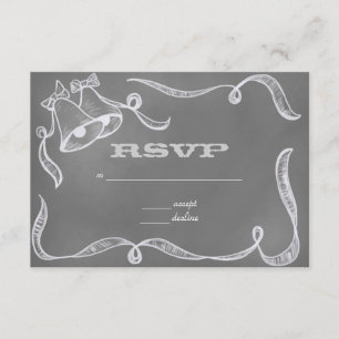 Vintage Chalkboard Wedding Bells RSVP Card