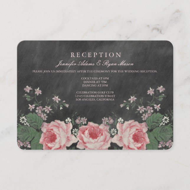 VINTAGE CHALKBOARD WEDDING RECEPTION CARDS (Front)