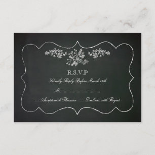 Vintage Chalkboard Wedding RSVP Card