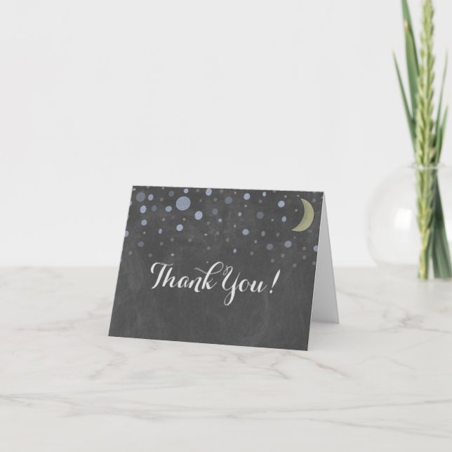 Vintage Chalkboard with Moon Thank You Card (Front)
