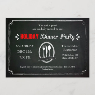 Vintage Chalkboark Holiday Dinner Party Invitation