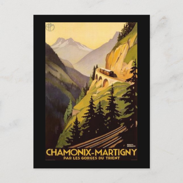 Vintage Chamonix-Martigny Travel Postcard (Front)