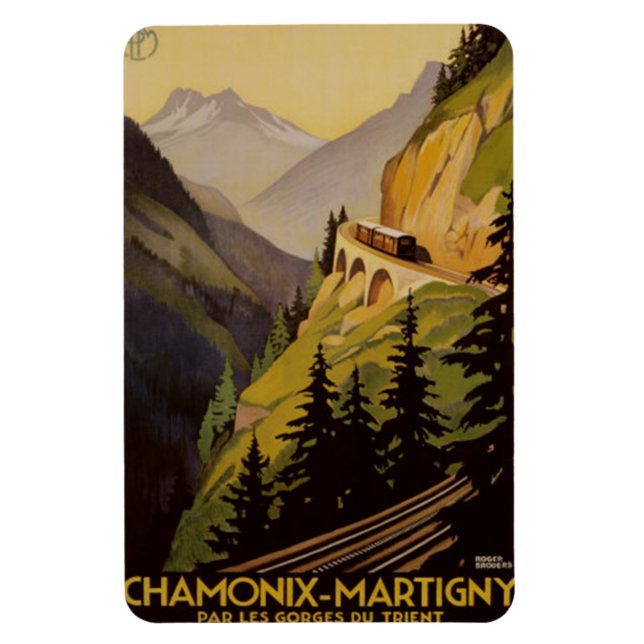 Vintage Chamonix, Mont-Blanc, France - Magnet (Vertical)