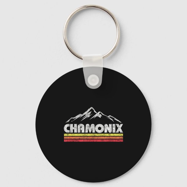 Vintage chamonix retro mountain mens womens key ring (Front)