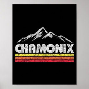 Vintage chamonix retro mountain mens womens poster
