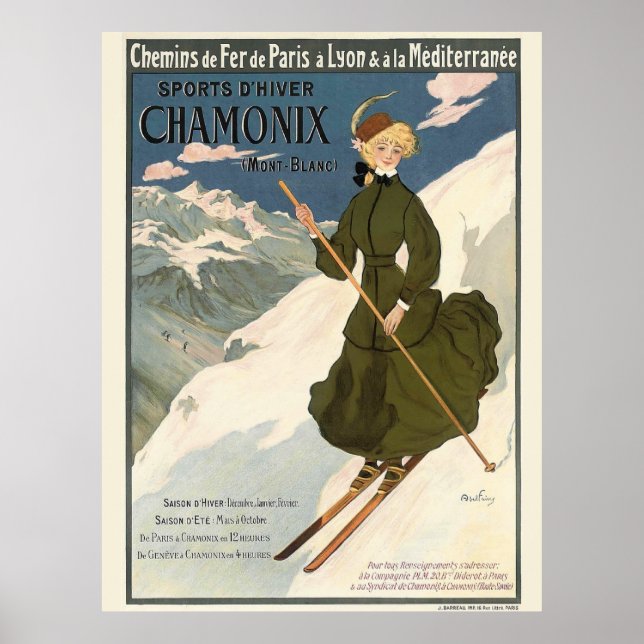 Vintage Chamonix Ski  Illustration Travel Poster (Front)