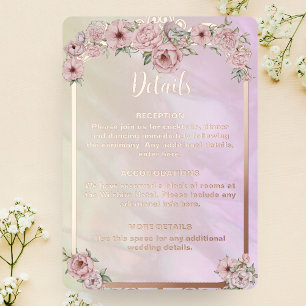 Vintage Champagne Peony Foil Enclosure Card