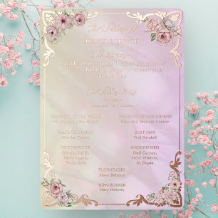Vintage Champagne Peony Foil Program Card