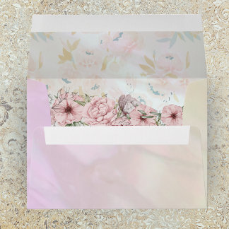 Vintage Champagne Peony Wedding Envelope