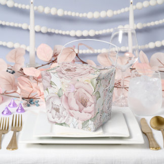 Vintage Champagne Peony Wedding Favour Box