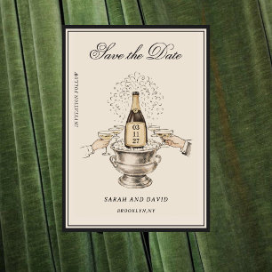 Vintage Champagne Toast Wedding Save the Date Invitation
