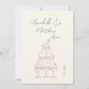Vintage Champagne Tower Sketch Elegant Wedding Invitation